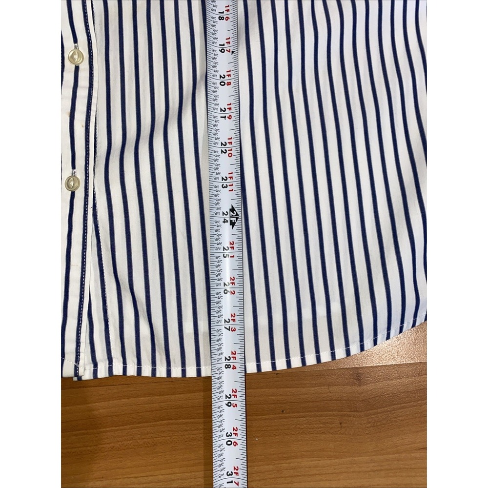 Lauren Ralph Lauren Women's 2X Blue White Striped Button Up Classic Preppy Shirt - Picture 7 of 9